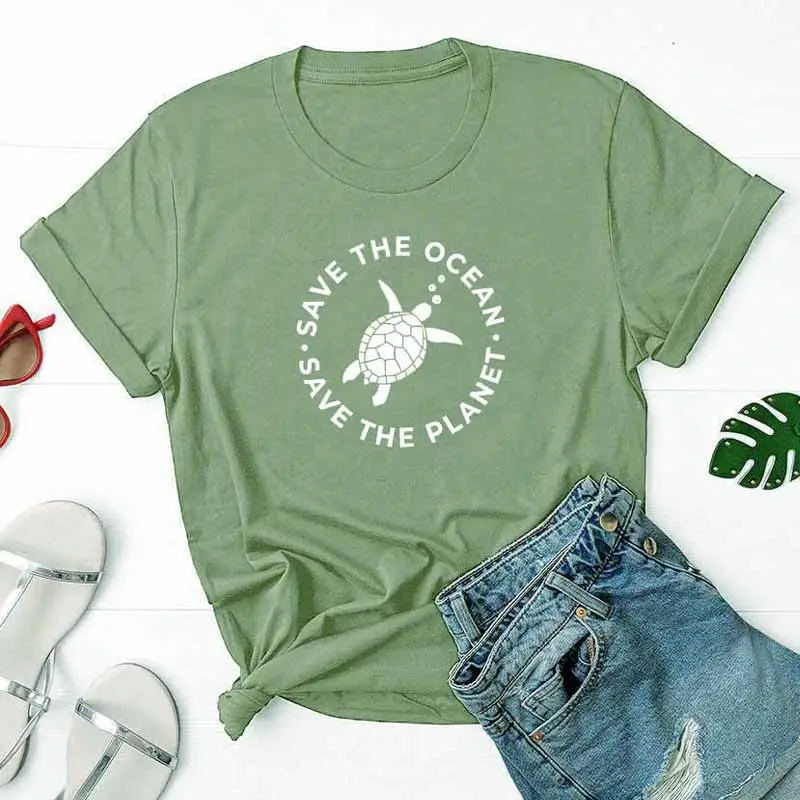 Men Women Black T-Shirt Save The Ocean Save The Planet - Image 10