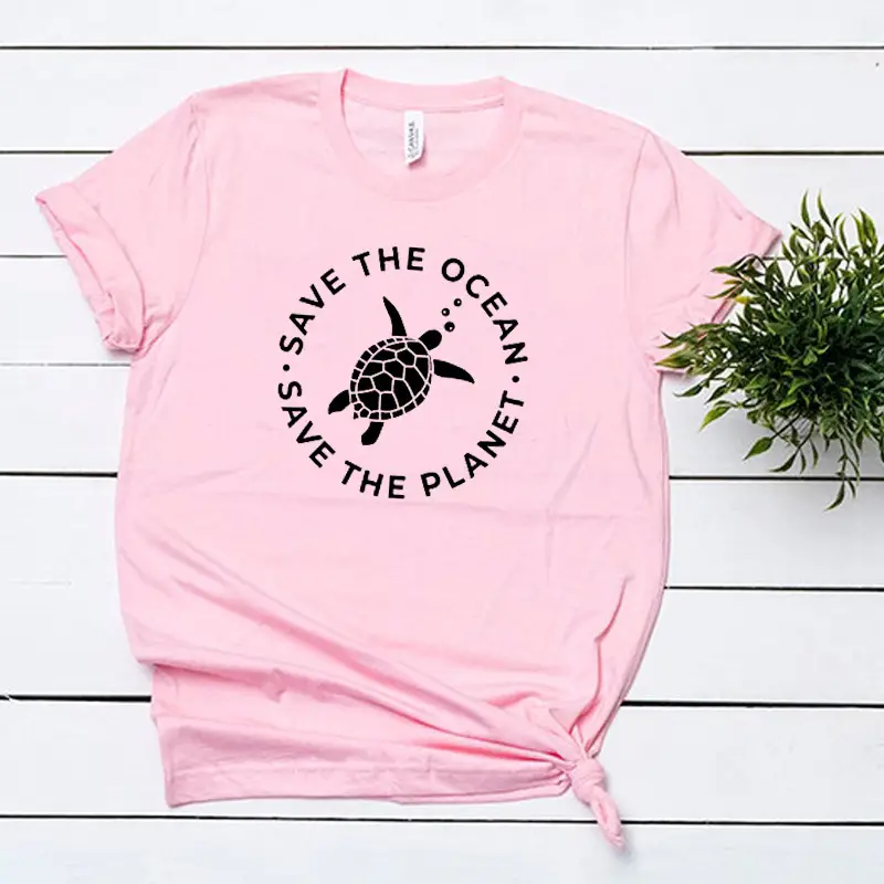 Men Women Black T-Shirt Save The Ocean Save The Planet - Image 4