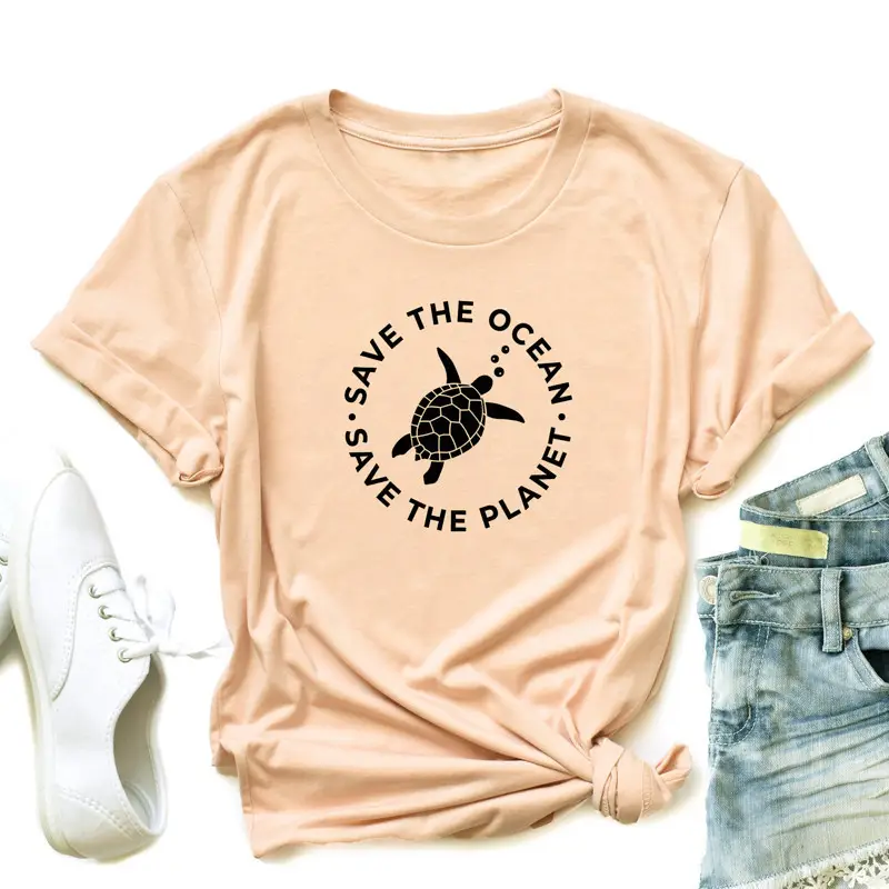 Men Women Black T-Shirt Save The Ocean Save The Planet - Image 6