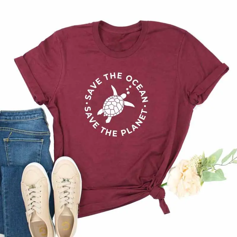 Men Women Black T-Shirt Save The Ocean Save The Planet - Image 9