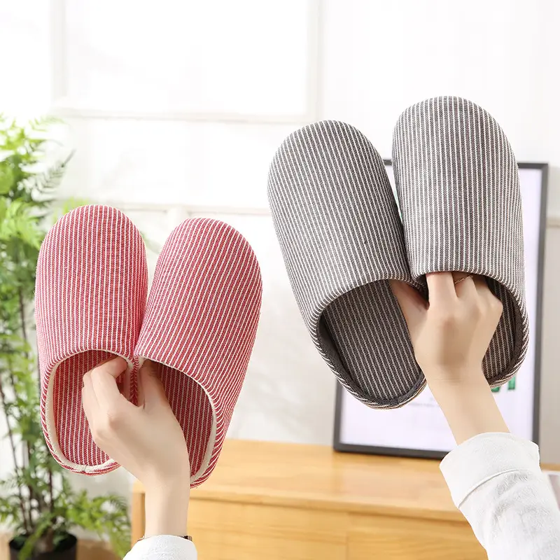 Japanese-style home soft bottom wooden floor cotton slippers autumn and winter indoor couples non-slip soft bottom cotton slippers wholesale