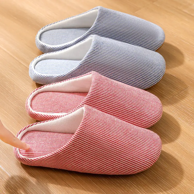 Japanese-style home soft bottom wooden floor cotton slippers autumn and winter indoor couples non-slip soft bottom cotton slippers wholesale