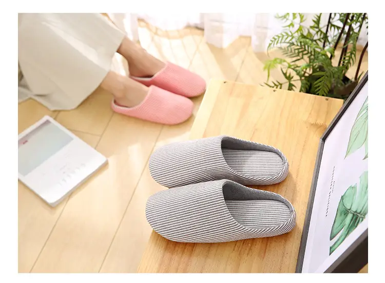 Japanese-style home soft bottom wooden floor cotton slippers autumn and winter indoor couples non-slip soft bottom cotton slippers wholesale — feature 18