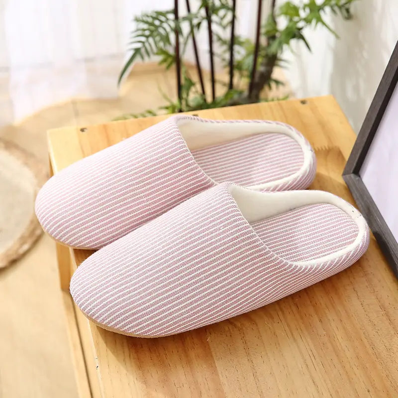 Japanese-style home soft bottom wooden floor cotton slippers autumn and winter indoor couples non-slip soft bottom cotton slippers wholesale