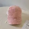 Women's Rhinestone Net Cap Sun Hat Blue Sparkly - Image 3