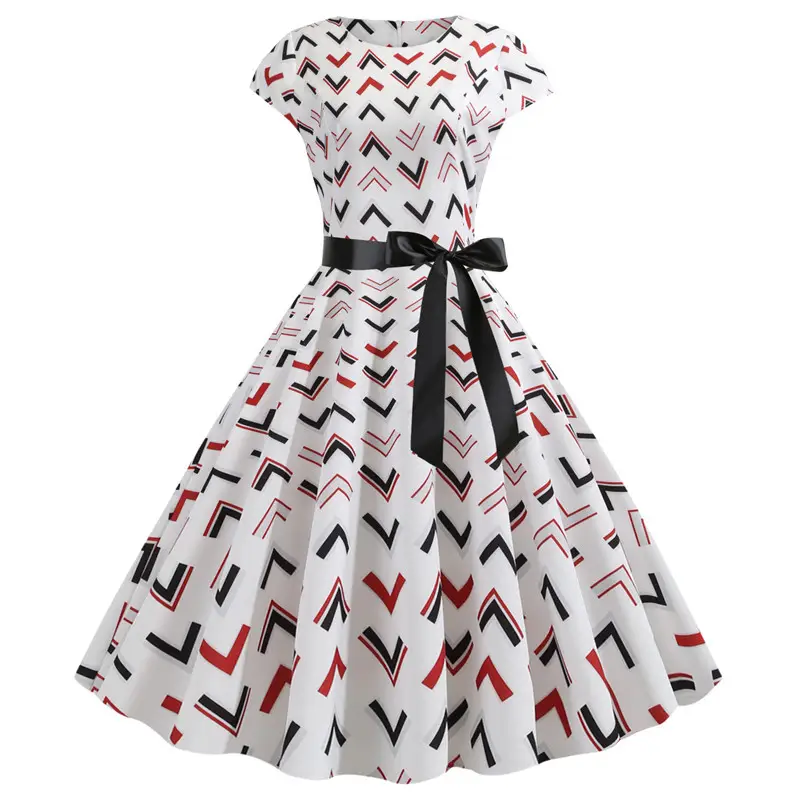 Printed Floral Round Neck Swing Dress for Women - Image 10