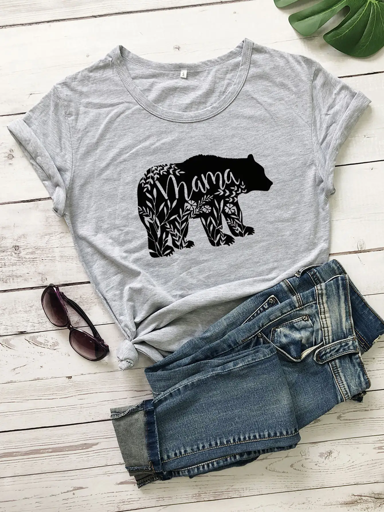 Mama Bear Print T-Shirt Pink Cotton Short Sleeve - Image 3