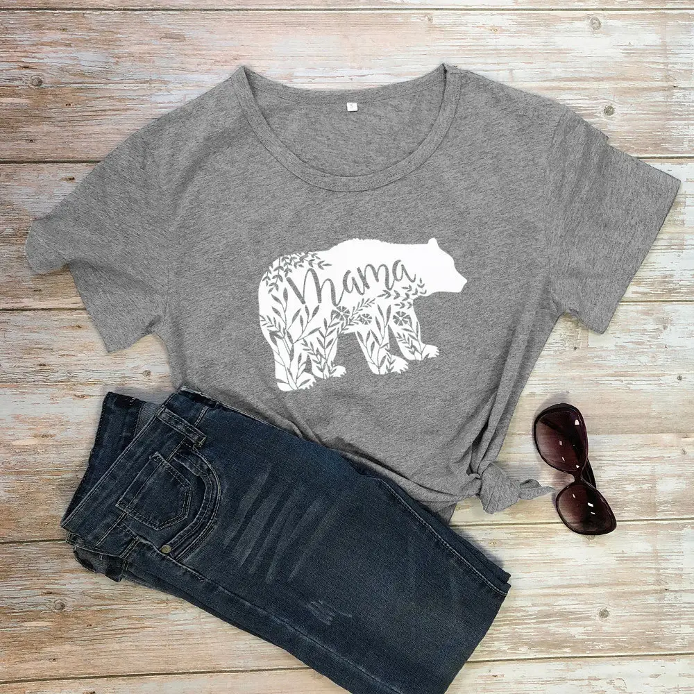 Mama Bear Print T-Shirt Pink Cotton Short Sleeve - Image 6