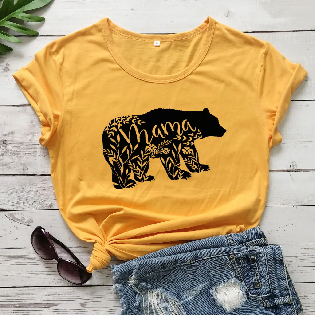 Mama Bear Print T-Shirt Pink Cotton Short Sleeve - Image 7