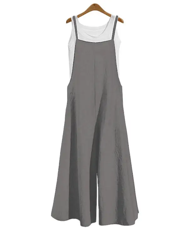 Women Blue Wide Leg Pants Casual One Piece Loose Fit - Image 2