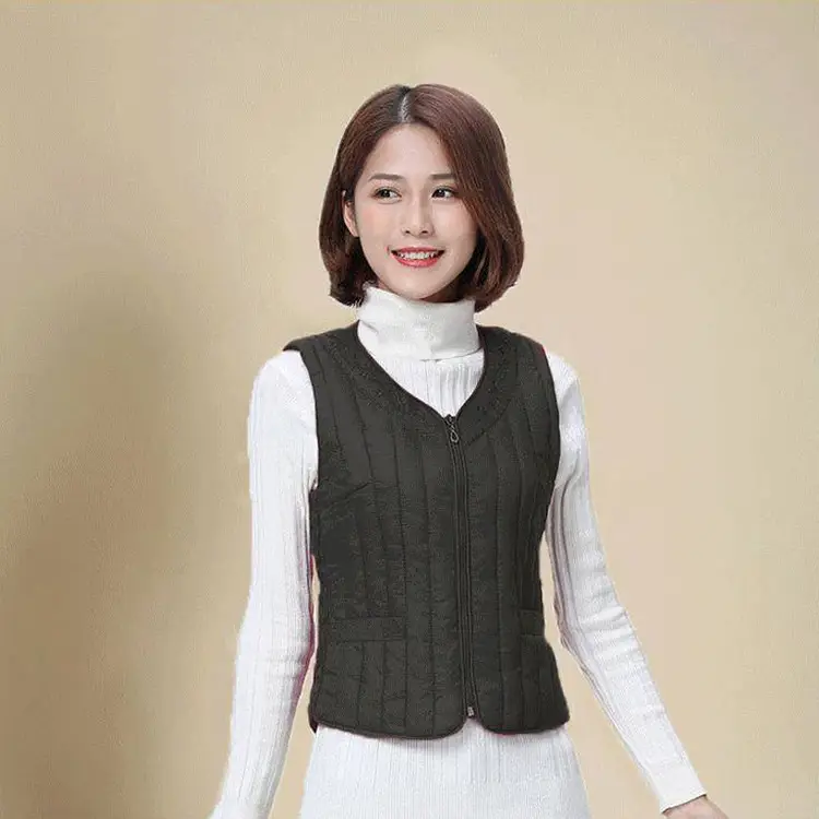 Women's Red Down Cotton Waistcoat Vest Medium to Large - Image 7