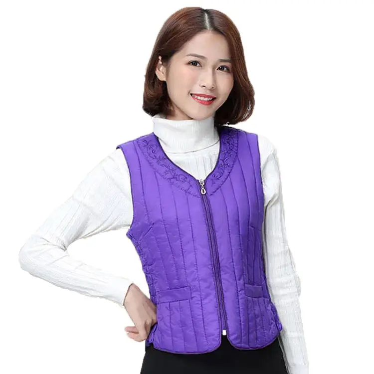 Women's Red Down Cotton Waistcoat Vest Medium to Large - Image 10