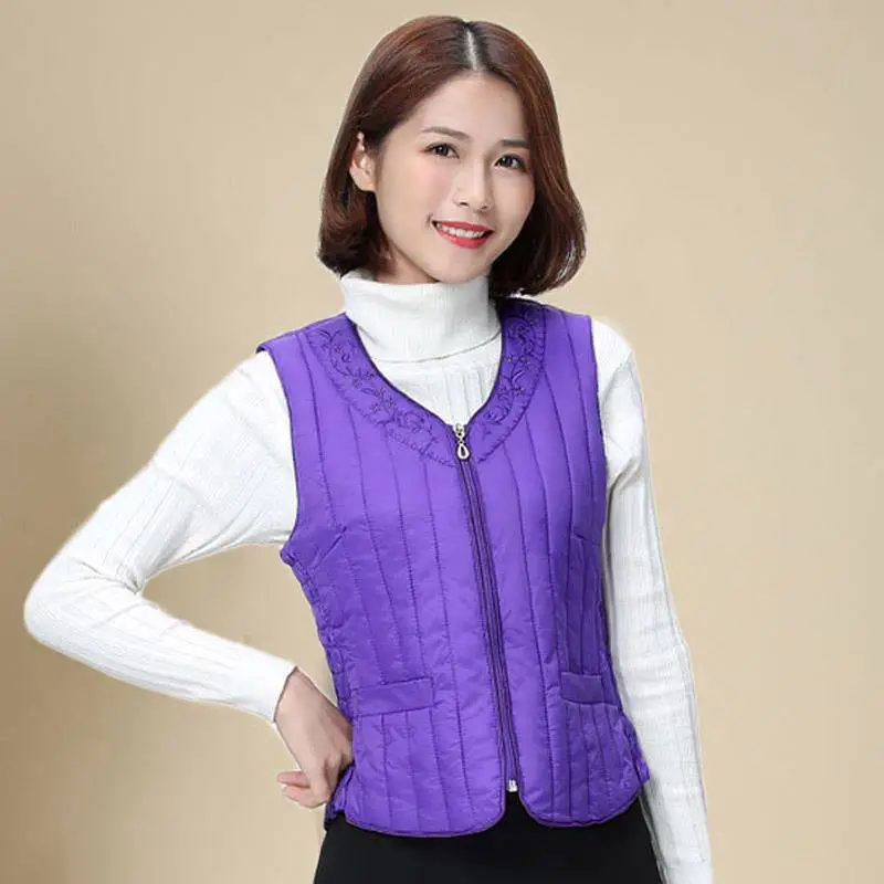 Women's Red Down Cotton Waistcoat Vest Medium to Large - Image 2