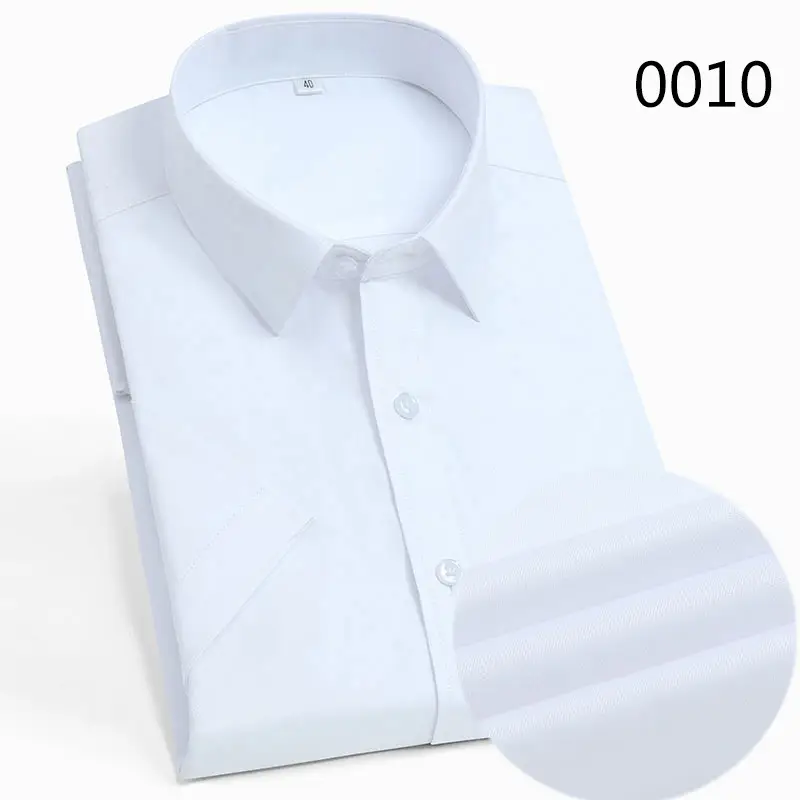 White Thin Men's Short Sleeve Shirt for Spring Autumn - Image 5