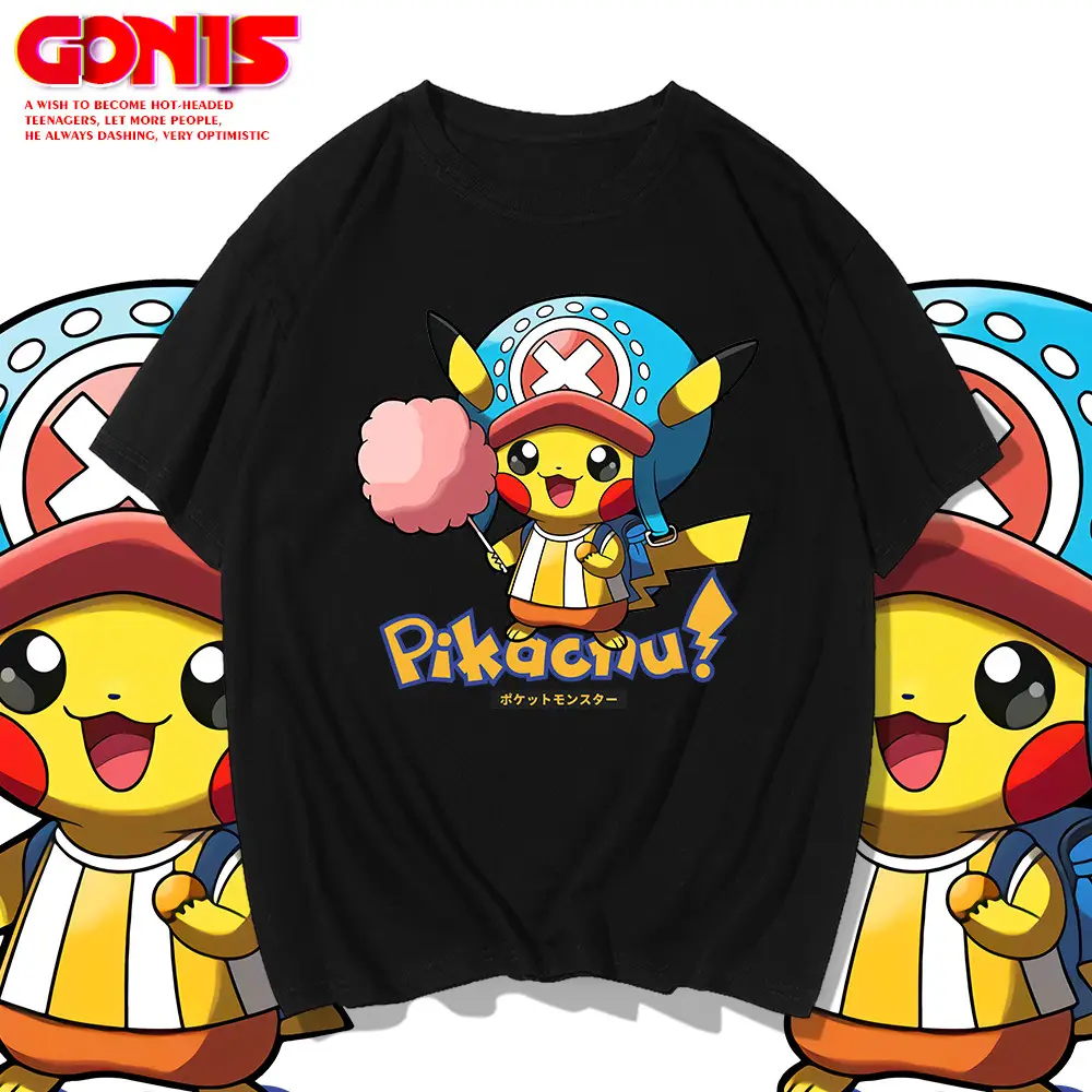 Men Women Yellow Pikachu Printed T-Shirt Summer Casual - Image 9