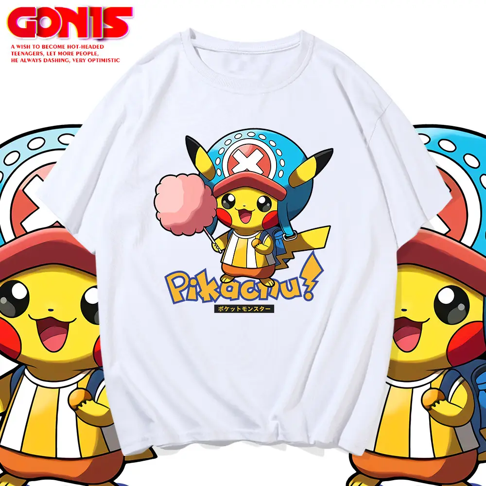 Men Women Yellow Pikachu Printed T-Shirt Summer Casual - Image 10