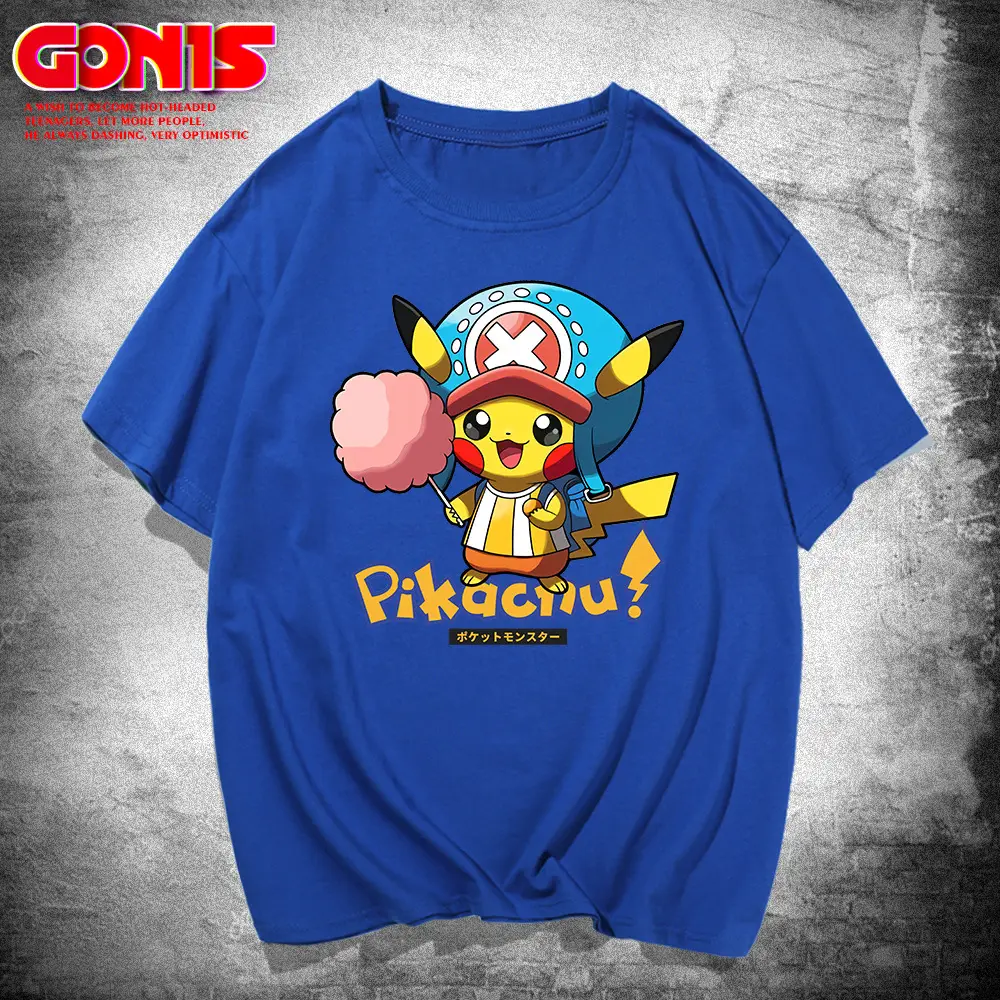 Men Women Yellow Pikachu Printed T-Shirt Summer Casual - Image 5