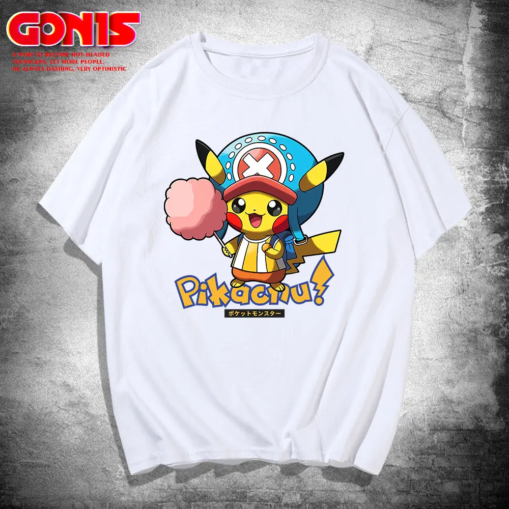 Men Women Yellow Pikachu Printed T-Shirt Summer Casual - Image 2