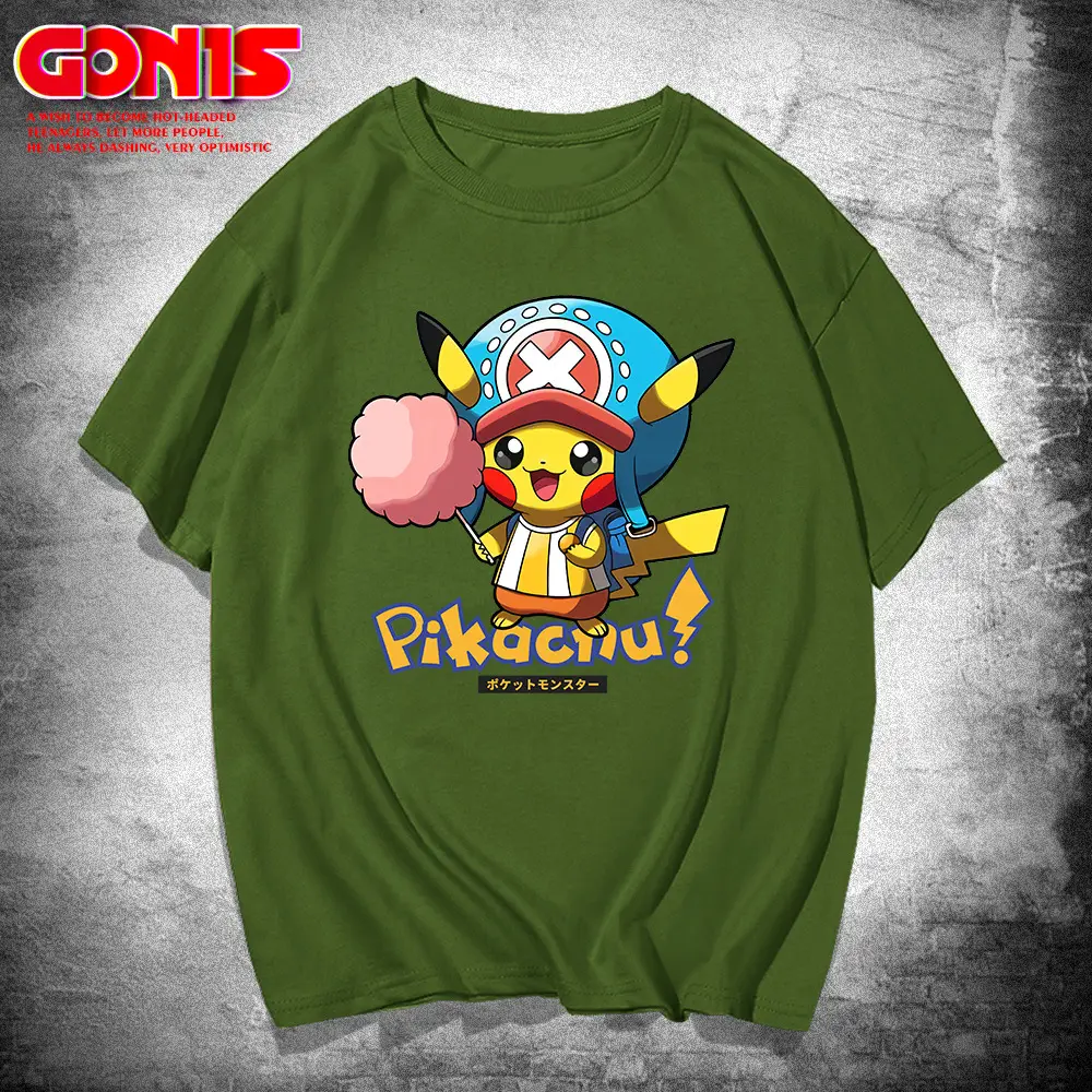 Men Women Yellow Pikachu Printed T-Shirt Summer Casual - Image 6