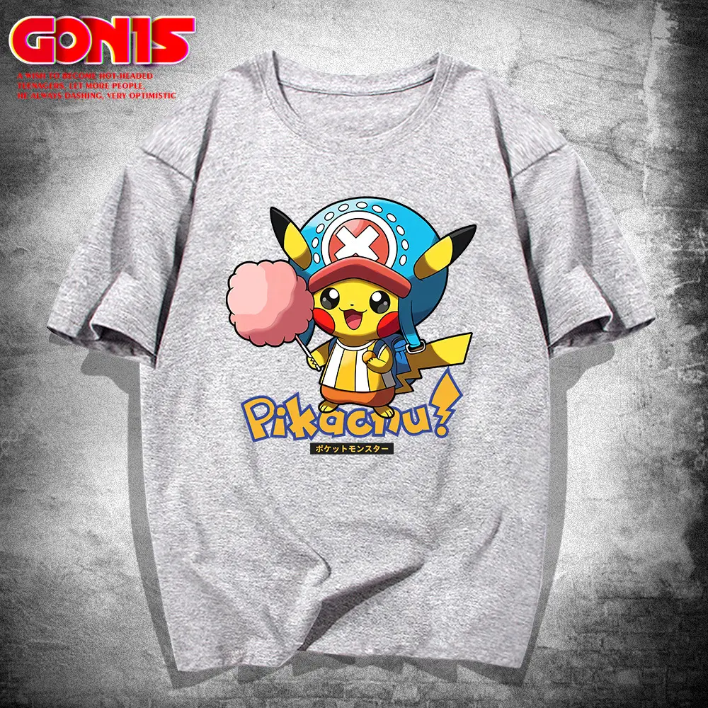 Men Women Yellow Pikachu Printed T-Shirt Summer Casual - Image 7