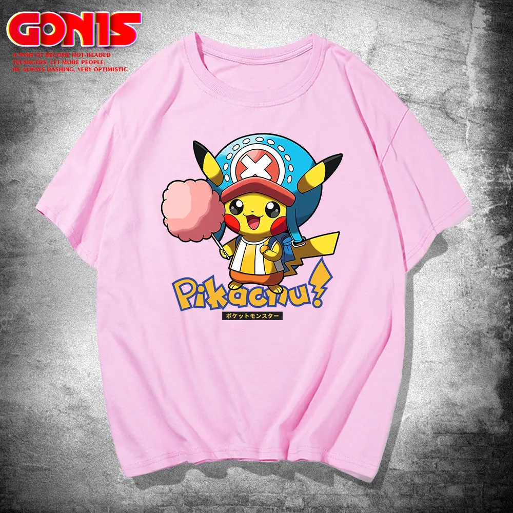Men Women Yellow Pikachu Printed T-Shirt Summer Casual - Image 8