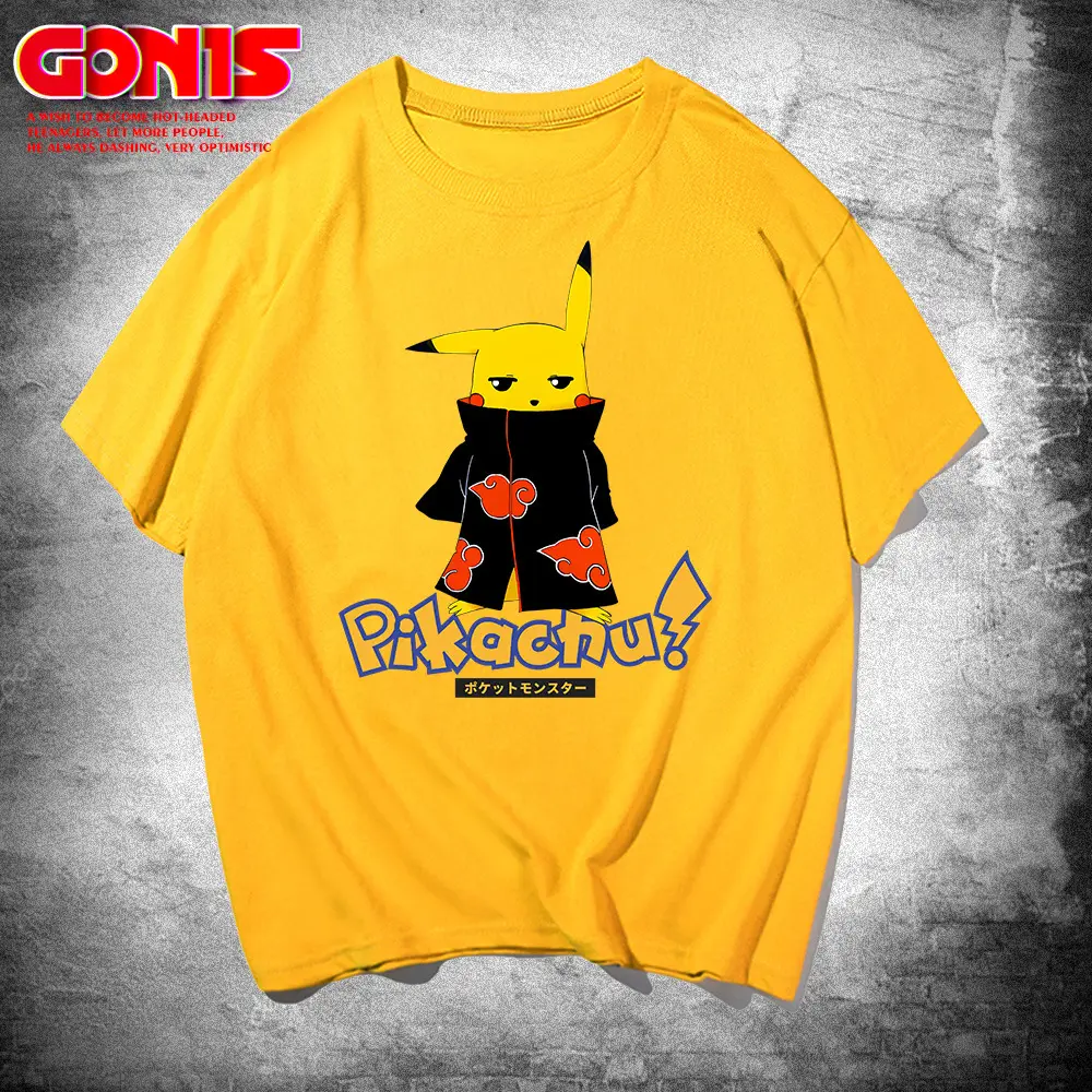 Naruto Pikachu T-Shirt Black Young Men Women - Image 3