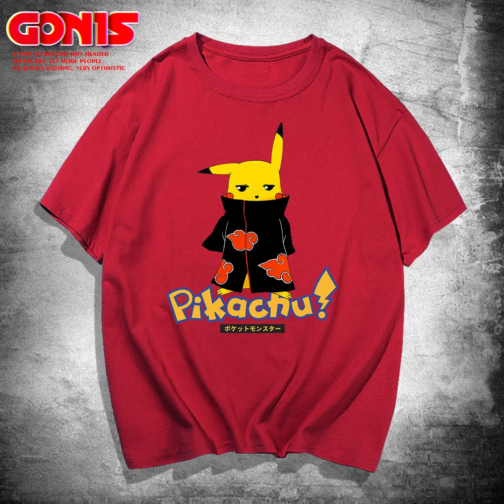 Naruto Pikachu T-Shirt Black Young Men Women - Image 4