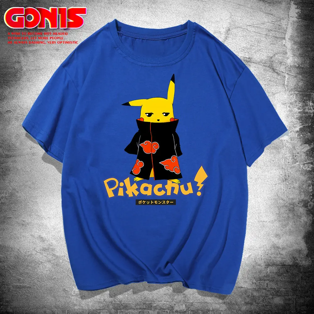 Naruto Pikachu T-Shirt Black Young Men Women - Image 5