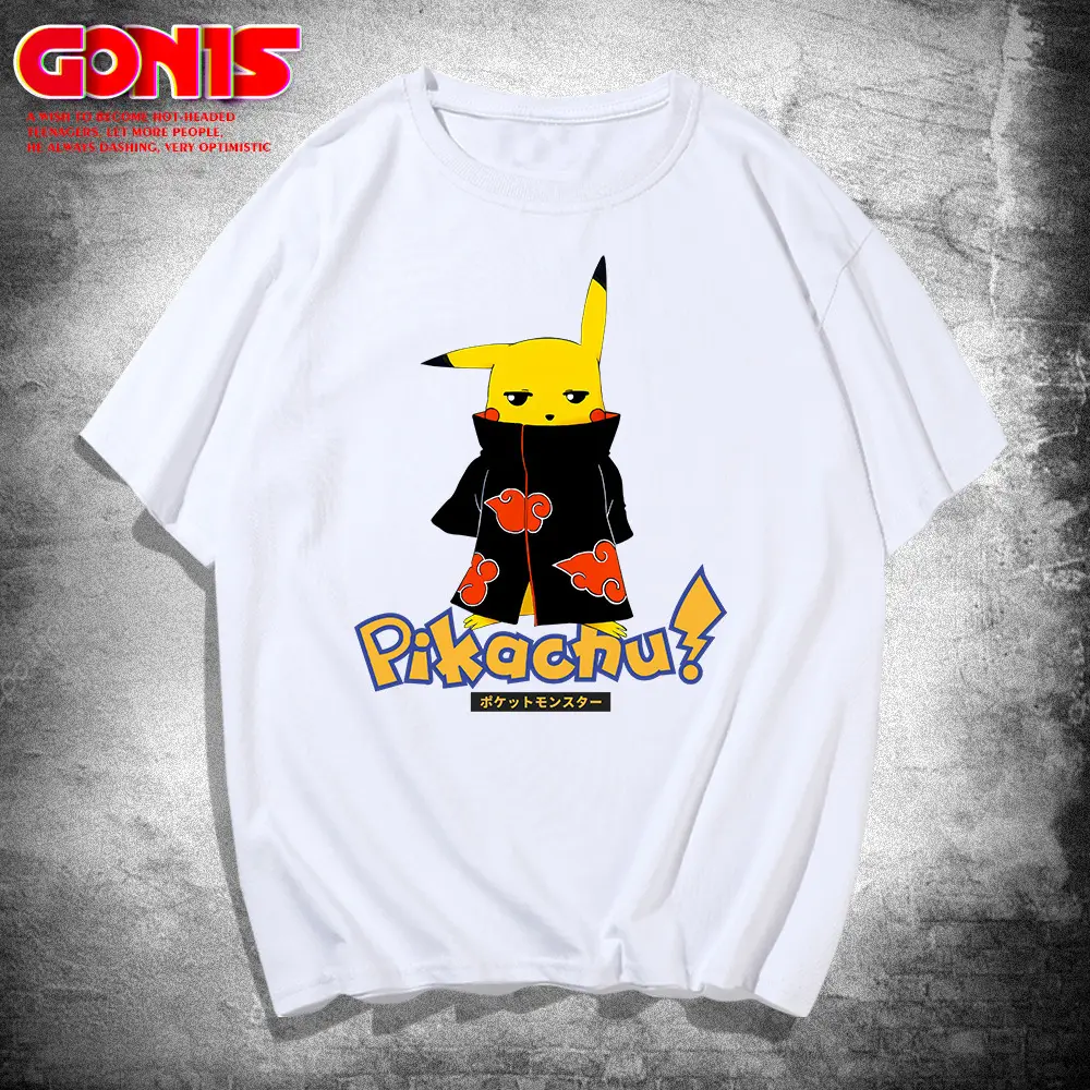 Naruto Pikachu T-Shirt Black Young Men Women - Image 2