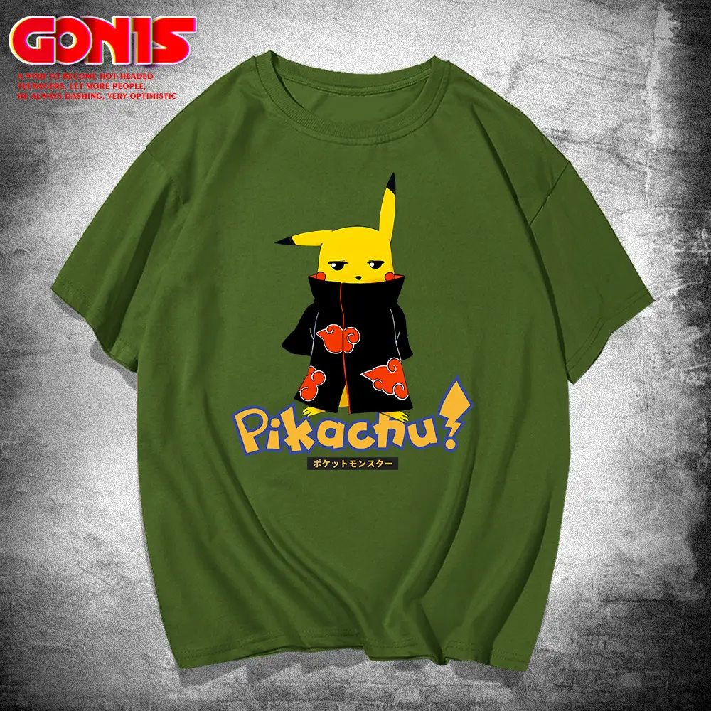 Naruto Pikachu T-Shirt Black Young Men Women - Image 6
