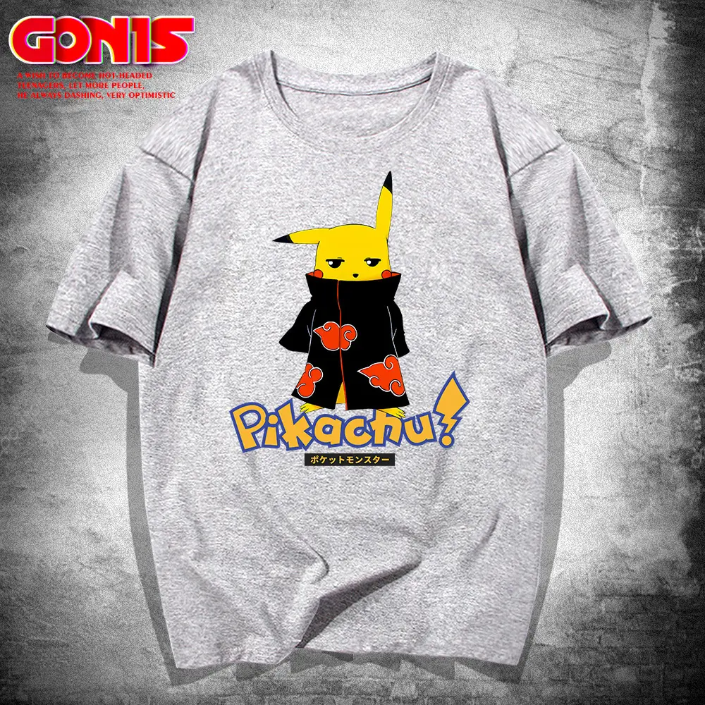 Naruto Pikachu T-Shirt Black Young Men Women - Image 7