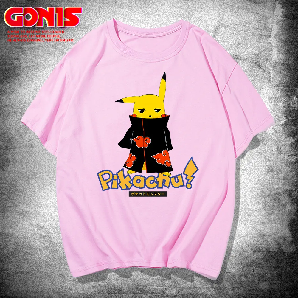 Naruto Pikachu T-Shirt Black Young Men Women - Image 8