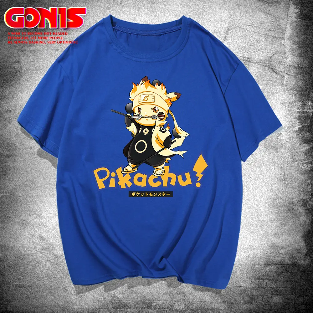 Pikachu X Naruto Anime Men T-Shirt Pink