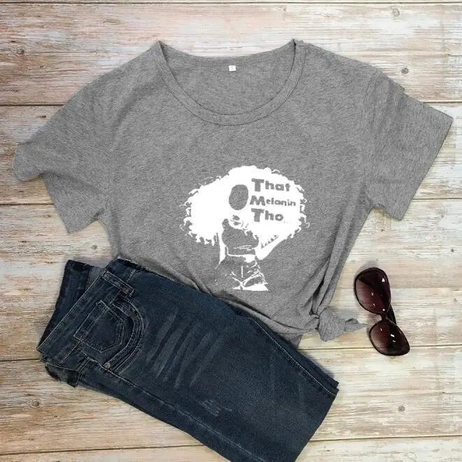 Foreign Trade T-Shirt Melanin Letters Short Sleeve - Image 10