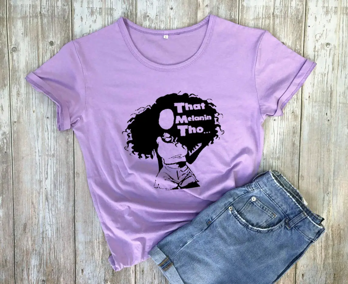 Foreign Trade T-Shirt Melanin Letters Short Sleeve - Image 12