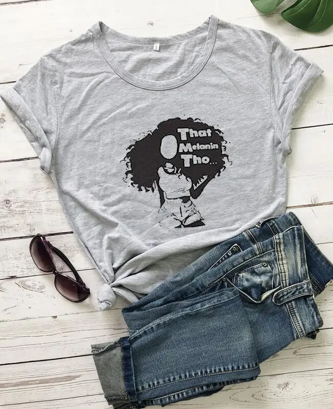 Foreign Trade T-Shirt Melanin Letters Short Sleeve - Image 3
