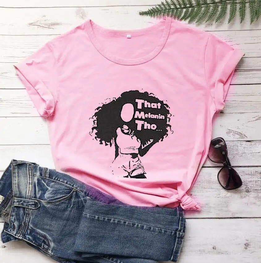 Foreign Trade T-Shirt Melanin Letters Short Sleeve - Image 4