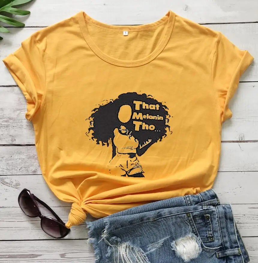 Foreign Trade T-Shirt Melanin Letters Short Sleeve - Image 5