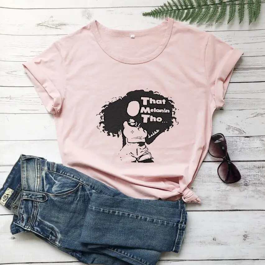 Foreign Trade T-Shirt Melanin Letters Short Sleeve - Image 6