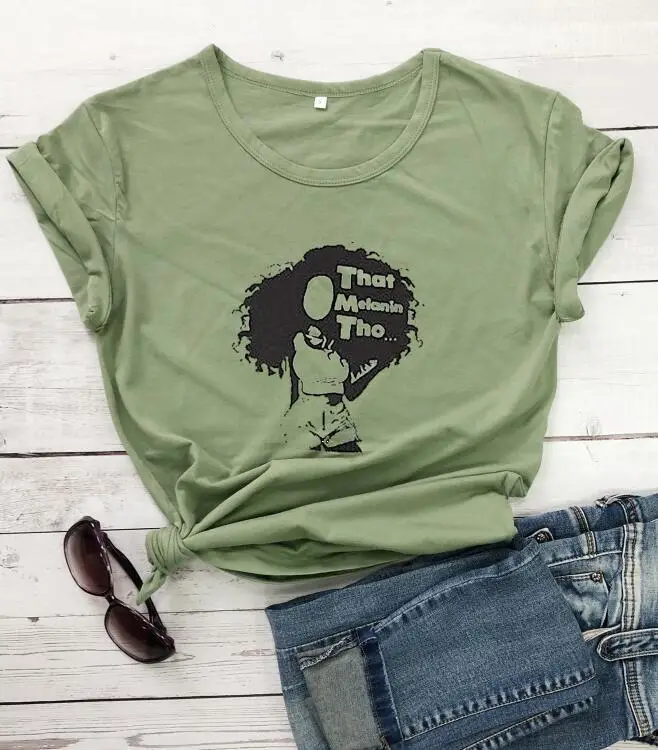 Foreign Trade T-Shirt Melanin Letters Short Sleeve - Image 7