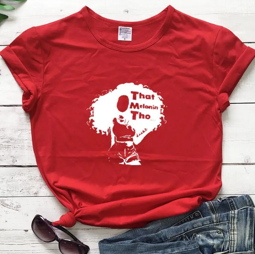 Foreign Trade T-Shirt Melanin Letters Short Sleeve - Image 8