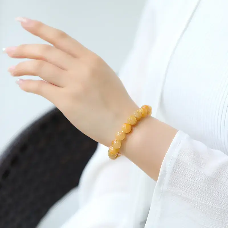 Jingyao Huanglong Jade Lotus Bead Bracelet 10mm Lucky