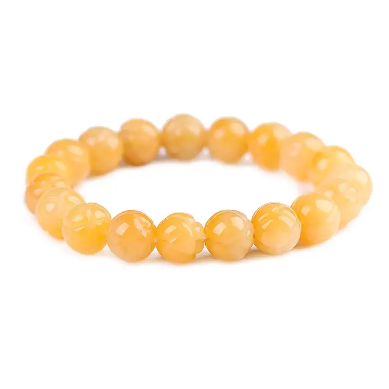 Jingyao Huanglong Jade Lotus Bead Bracelet 10mm Lucky
