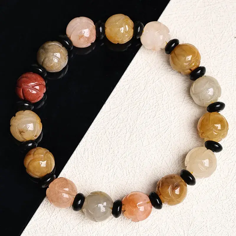 Jingyao Huanglong Jade Lotus Bead Bracelet 10mm Lucky