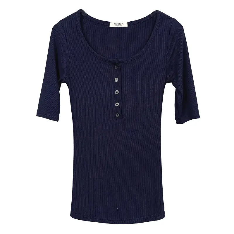 Women Grey Collar T-Shirt Slim Fit - Image 12