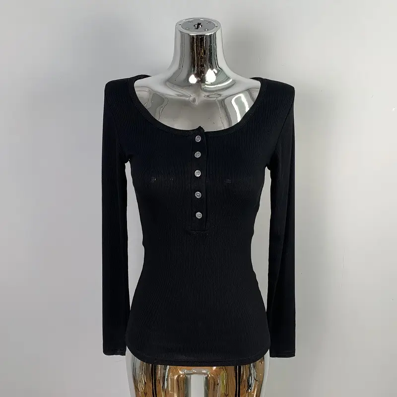 Women Grey Collar T-Shirt Slim Fit - Image 6