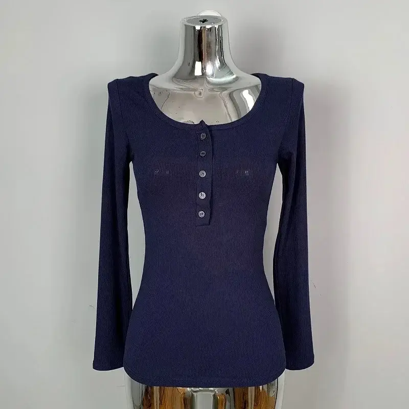 Women Grey Collar T-Shirt Slim Fit - Image 4