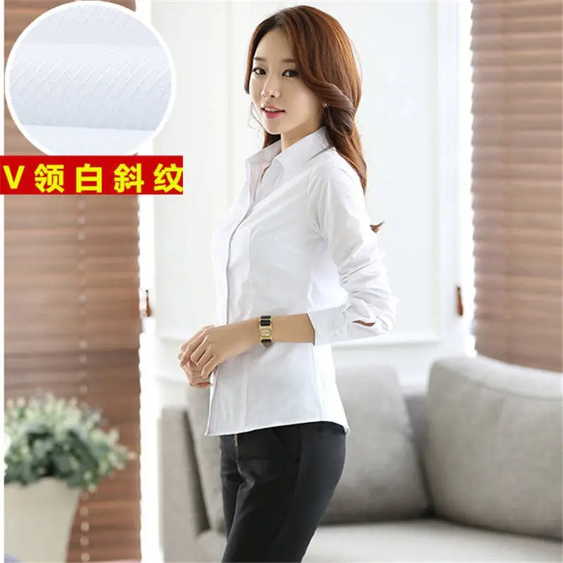 Korean-style Cotton V-Neck Blouse for Women