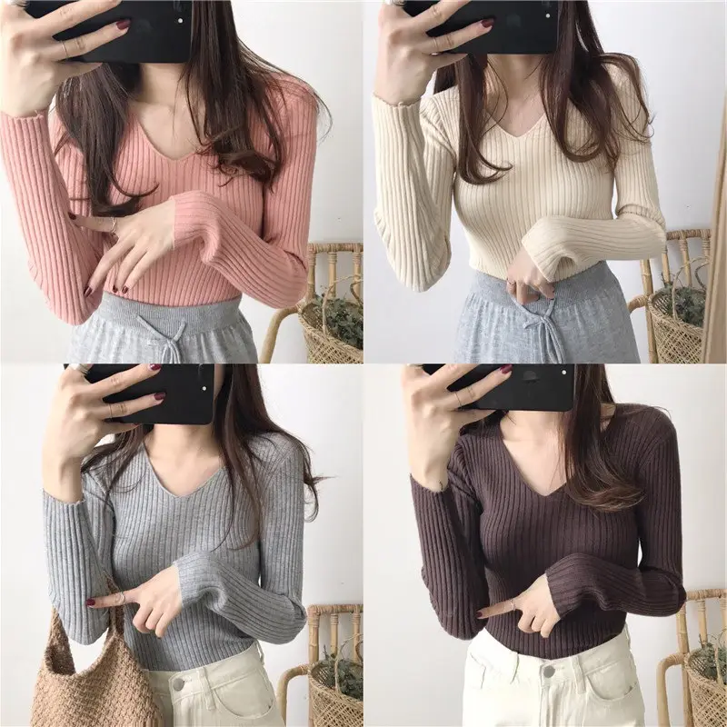 Women Black V-Neck Knit Pullover Sweater - Image 12