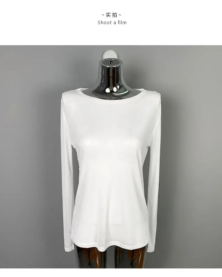 Women's Mint Green Long Sleeve Round Neck T-Shirt — feature 29